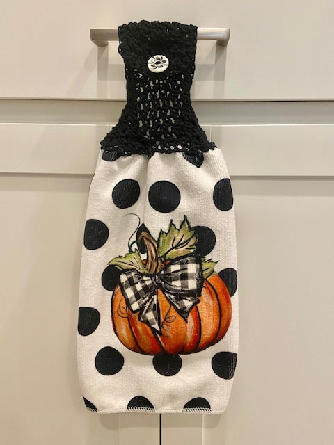Crochet top kitchen towels | Thanksgiving | Pumpkin | Home Decor