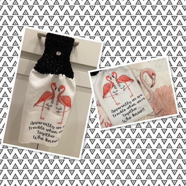 Crochet top | kitchen | bar towel | FLAMINGOS party of 2