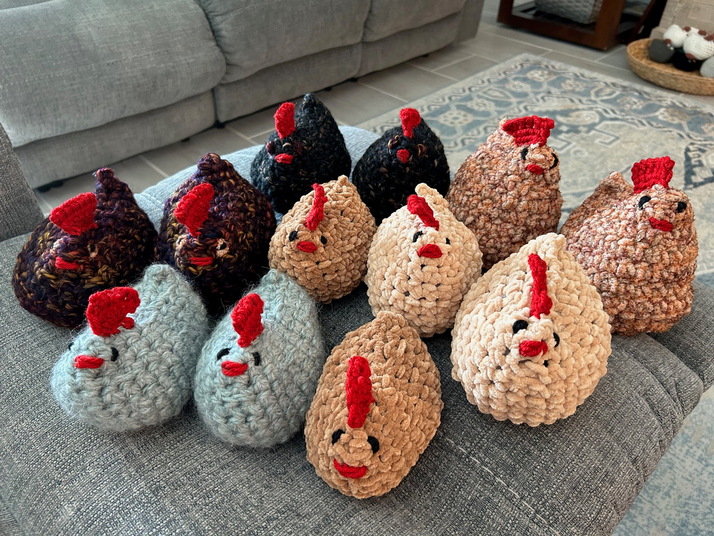 Crocheted HENS CHICKS farmhouse design - multiple colors available