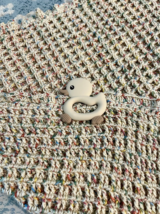Crocheted Baby Blanket textured earth tones soft