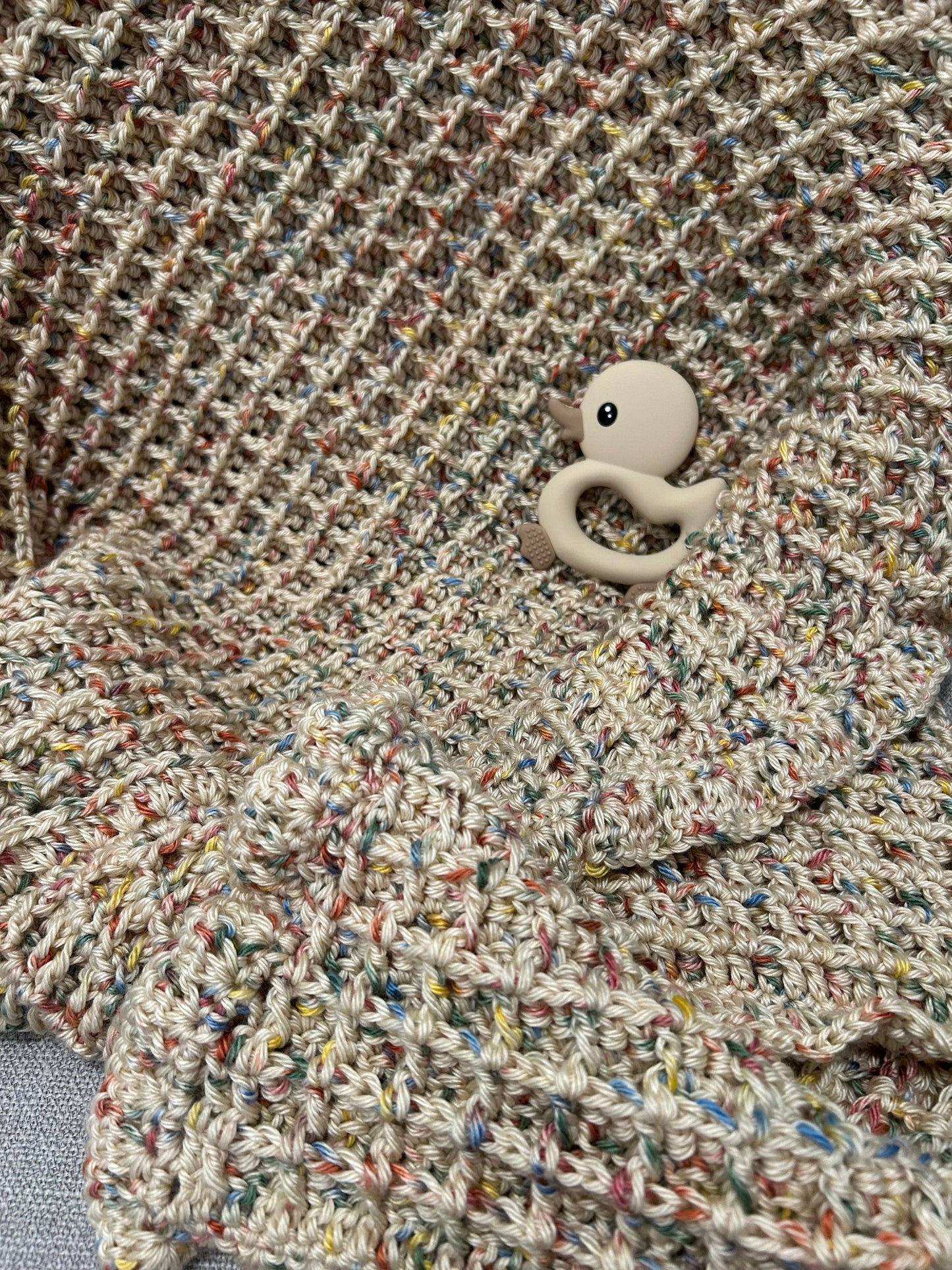 Crocheted Baby Blanket textured earth tones soft